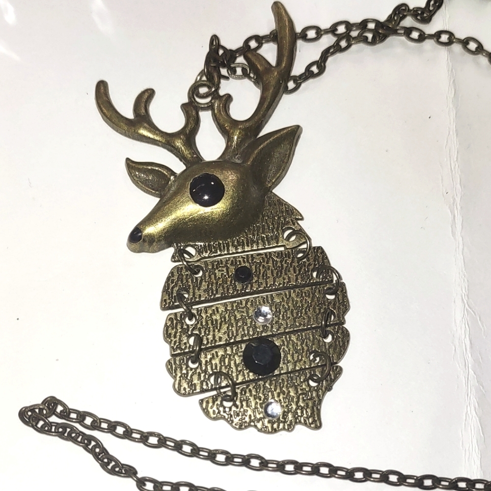 Hinged Deer Pendant Necklace